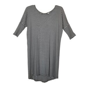 Yala Womens T Shirt Dress Small Doleman Sleeve Bamboo Casual Stripe Keyhole Back